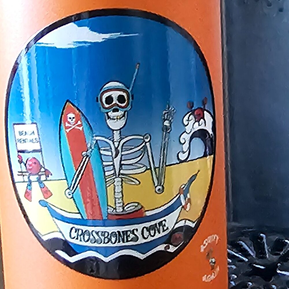 Adrift Again 22 oz Stainless Steel Water Bottle |Orange | "Crossbones Cove"